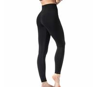 Risalti Leggings Femme Ventre Plat Plus Couvrant - Leggings Taille Haute Gainants Élastiques en Microfibre, Leggings de Sport Femme Opaques Sans Couture - Fabriqué en Italie, Noir , XXL
