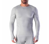 Risalti Maillot thermique homme à manches longues Merino Tech - Maillot thermique pour homme à compression en laine mérinos, sous-vêtements thermiques pour homme d'hiver et sans couture - Fabriqué en