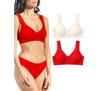 Risalti Soutien Gorge sans Armature Dentelle 2 Pcs - Brassiere Femme sans Armature Support Léger, Brassiere Femme Dentelle, Soutiens-Gorge Femme, Brassière Femme sans Coutures - Made in Italy