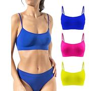 Risalti Soutien-gorge sans armatures à l'épaule étroite, 3 pièces, en microfibre, brassière top pour femme, soutien-gorge élastique, sous-vêtements pour femme, sans couture, fabriqué en Italie,