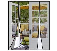 Risareyi Magnétique Moustiquaire Porte Fenetre 180x210cm, Noir Fibre de Verre, Double Ouverture Latérale Rideau Anti-insectes pour Entree Moustiquaire Aimantée Sans Percage