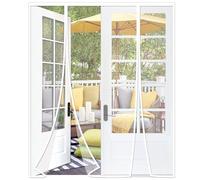 Risareyi Magnétique Moustiquaire Porte Fenetre 240x210cm, Blanc Fibre de Verre, Double Ouverture Latérale Rideau Anti-insectes pour Entree Moustiquaire Aimantée Sans Percage