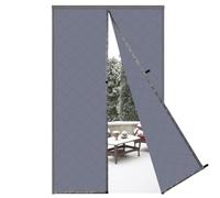 Risareyi Magnétique Rideau de Porte 240x240cm, Gris Rideau Thermique Isolant Anti Froid, Coton Couverture pour porte d'entrée en Hiver, Sans Perçage, Fermeture Automatique