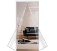 Risareyi Magnétique Rideau de Porte Isolation Thermique, Transparent EVA Rideau Thermique Isolant Anti Froid Porte Entrée, Coupe-vent, Imperméable, Fermeture Automatique, Sans Percage, 90x190cm, Blanc