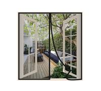 Risareyi Moustiquaire Porte Fenetre 115x130cm, Noir Rideau Moustiquaire Fenetre Aimantée, Respirantes, Maille Ultra Fine, Anti-moustiques pour Salon, Fermeture Automatique, avec Bande Adhésive