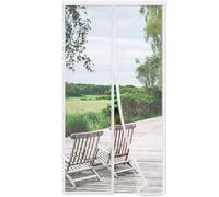 Risareyi Moustiquaire Porte Fenetre 120x225cm, Blanc Rideau Moustiquaire Porte Aimantée, Respirantes, Maille Ultra Fine, Anti-moustiques pour Salon, Fermeture Automatique, avec Bande Adhésive