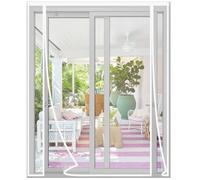 Risareyi Moustiquaire Porte Fenetre 240x210cm en Fibre de Verre Blanc, Double Ouverture Latérale Rideau Moustiquaire Porte magnétique Anti-insectes pour Entree Moustiquaire Aimantée Sans Percage