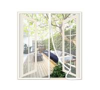 Risareyi Moustiquaire Porte Fenetre 95x125cm, Blanc Rideau Moustiquaire Fenetre Aimantée, Respirantes, Maille Ultra Fine, Anti-moustiques pour Salon, Fermeture Automatique, avec Bande Adhésive