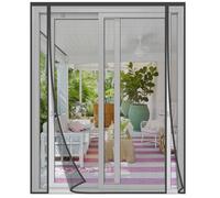 Risareyi Moustiquaire Porte Magnétique 160x220cm en Fibre de Verre Gris, Double Ouverture Latérale Rideau Moustiquaire Porte Fenetre Anti-insectes Moustiquaire Aimantée Fermeture Automatique