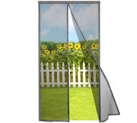 Risareyi Moustiquaire Porte Magnétique 160x220cm, Gris Rideau Maille Moustiquaire Porte Fenetre Aimantée Sans Percage Anti-moustiques avec Bande Adhésive, Fermeture Magnétique