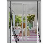 Risareyi Moustiquaire Porte Magnétique 240x210cm en Fibre de Verre Noir, Double Ouverture Latérale Rideau Moustiquaire Porte Fenetre Anti-insectes pour Entree Moustiquaire Aimantée Sans Percage