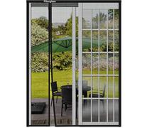 Risareyi Réversible Magnétique Moustiquaire Porte Fenetre 180x210cm, Noir Épaissir Fibre de Verre Anti-Insectes, 1/4 Ouverture Latérale Rideau Moustiquaire Aimantée