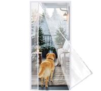 Risareyi Rideau de Porte Magnétique Thermique Isolant Anti Froid et Chaleur | 240x240cm, Blanc, Transparent, Coupe-vent, Imperméable, Fermeture Automatique, Ouverture Latérale, pour Porte d'entrée