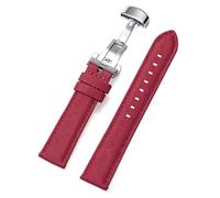 Risdany Bracelet de montre en cuir et nylon, largeur 20 mm/22 mm, bracelet de rechange professionnel avec boucle papillon et boucle à dégagement rapide.,Rouge,20 mm