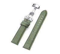Risdany Bracelet de montre en cuir et nylon, largeur 20 mm/22 mm, bracelet de rechange professionnel avec boucle papillon et boucle à dégagement rapide.,Vert armée,20 mm