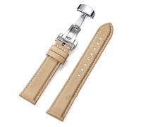 Risdany Bracelet de montre en cuir et nylon, largeur 20 mm/22 mm, bracelet de rechange professionnel avec boucle papillon et boucle à dégagement rapide.,Kaki,22 mm