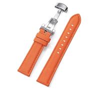 Risdany Bracelet de montre en cuir et nylon, largeur 20 mm/22 mm, bracelet de rechange professionnel avec boucle papillon et boucle à dégagement rapide.,Orange,20 mm