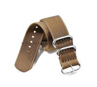 Risdany Bracelet de montre en nylon, argent, noir et or, avec boucle à anneau, largeur 18 mm, 20 mm, 22 mm ou 24 mm, accessoire de remplacement,Brun-Argent,18 mm