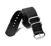 Risdany Bracelet de montre en nylon, argent, noir et or, avec boucle à anneau, largeur 18 mm, 20 mm, 22 mm ou 24 mm, accessoire de remplacement,Noir-Argent,18 mm
