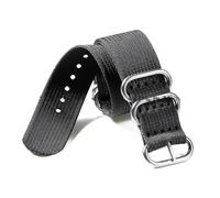 Risdany Bracelet de montre en nylon, argent, noir et or, avec boucle à anneau, largeur 18 mm, 20 mm, 22 mm ou 24 mm, accessoire de remplacement,Gris-Argent,20 mm