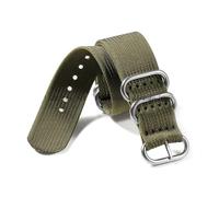 Risdany Bracelet de montre en nylon, argent, noir et or, avec boucle à anneau, largeur 18 mm, 20 mm, 22 mm ou 24 mm, accessoire de remplacement,Vert armée-argent,18 mm
