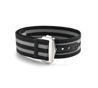 Risdany Bracelet de montre en nylon et toile imperméable de 20 mm de large pour hommes et femmes, avec boucle déployante, accessoire de remplacement.,Noir Gris,20 mm