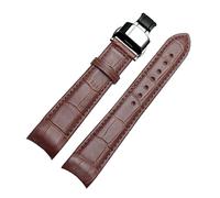 Risdany Bracelet de montre homme en cuir courbé, 20-22 mm, boucle papillon/ardillon au choix, bracelet de rechange, ajustement parfait,20 mm