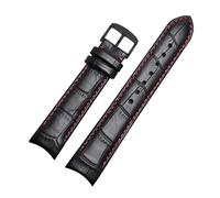 Risdany Bracelet de montre homme en cuir courbé, 20-22 mm, boucle papillon/ardillon au choix, bracelet de rechange, ajustement parfait,21 mm