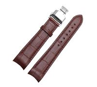 Risdany Bracelet de montre homme en cuir courbé, 20-22 mm, boucle papillon/ardillon au choix, bracelet de rechange, ajustement parfait,22 mm