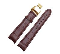 Risdany Bracelet de montre homme en cuir courbé, 20-22 mm, boucle papillon/ardillon au choix, bracelet de rechange, ajustement parfait,20 mm