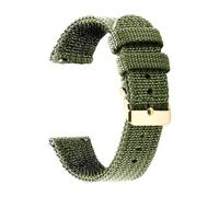 Risdany Bracelet de montre universel en toile de nylon souple, largeur 18 à 24 mm, avec système de dégagement rapide.,Vert armée-or,22 mm