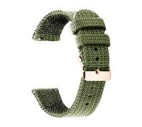 Risdany Bracelet de montre universel en toile de nylon souple, largeur 18 à 24 mm, avec système de dégagement rapide.,Vert armée-Or rose,18 mm