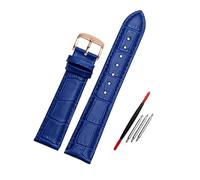 Risdany Bracelet en cuir bleu, 14-23 mm, éclatant et élégant, confortable et respirant, bracelet universel pour homme, pièces de rechange incluses.,21 mm