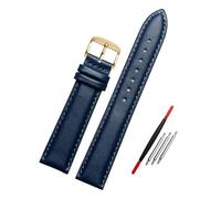 Risdany Bracelet en cuir bleu, 14-23 mm, éclatant et élégant, confortable et respirant, bracelet universel pour homme, pièces de rechange incluses.,18 mm