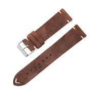 Risdany Bracelet en cuir cousu main double face pour homme, 18-22 mm, style décontracté, confortable à porter, pièces de rechange universelles,Brun foncé,22 mm