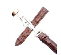 Risdany Bracelet en cuir pour homme, 18-24 mm, avec fermoir papillon, style décontracté chic, pièces de rechange universelles disponibles.,Or rose brun,20 mm