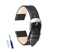 Risdany Bracelet en cuir souple et fin, de 14 à 22 mm, simple et élégant, confortable et respirant, adapté à un usage quotidien.,Noir,22 mm