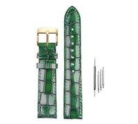 Risdany Bracelet unisexe en cuir, 18-22 mm, boucle ardillon, style tendance et décontracté, classique et durable, pièces de rechange disponibles.,Or vert,22 mm