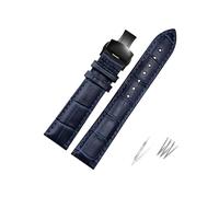 Risdany Bracelet unisexe en cuir bleu foncé, 16-23 mm, avec fermoir papillon élégant et accessoires de rechange inclus.,22 mm