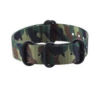 Risdany Bracelets de montre en nylon camouflage, largeurs : 18 mm, 20 mm, 22 mm et 24 mm, avec boucles en acier inoxydable argenté ou noir.,20 mm