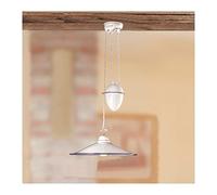 Rise and fall ceramic vintage pendant light with counterweight and smooth plate - Ø 43 cm - Brown