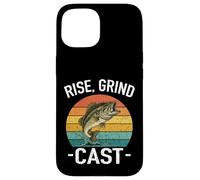 Rise Grind CAST Amateur de pêche Fish Whisperer Adventures Lake Coque pour iPhone 15