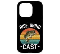 Rise Grind CAST Amateur de pêche Fish Whisperer Adventures Lake Coque pour iPhone 15 Pro