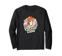 Rise & Shine It's Peckin' Time Cute Retro Chicken Lovers Manche Longue