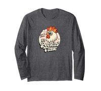 Rise & Shine It's Peckin' Time Cute Retro Chicken Lovers Manche Longue