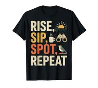 Rise Sip Spot Repeat Observation Oiseaux Matin T-Shirt Graphique avec Valeur