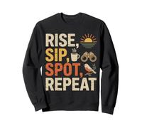 Rise Sip Spot Repeat Observation Oiseaux rétro Sweatshirt