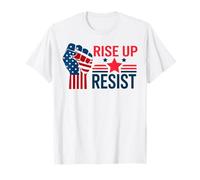 Rise Up Resist Patriotic Women Democrate Men USA Flag Liberal T-Shirt