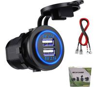 Rise Usb 12v, Double Prise De Chargeur Usb, Avec Un Fil De 23,7 Pouces Convient Aux Voitures 12 / 24v Le Bateau Motos Pour Bateaux Rv Truck Camper Et Plus (1 Pcs Blu-Ray)[Z4244]