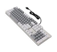 Risegun Clavier de Jeu mécanique avec Interrupteur Bleu, rétroéclairage RVB, Design Ergonomique, Filaire, USB, 104 Touches pour Joueurs sur PC, dactylographes, Alliage d'aluminium (Blanc Gris)